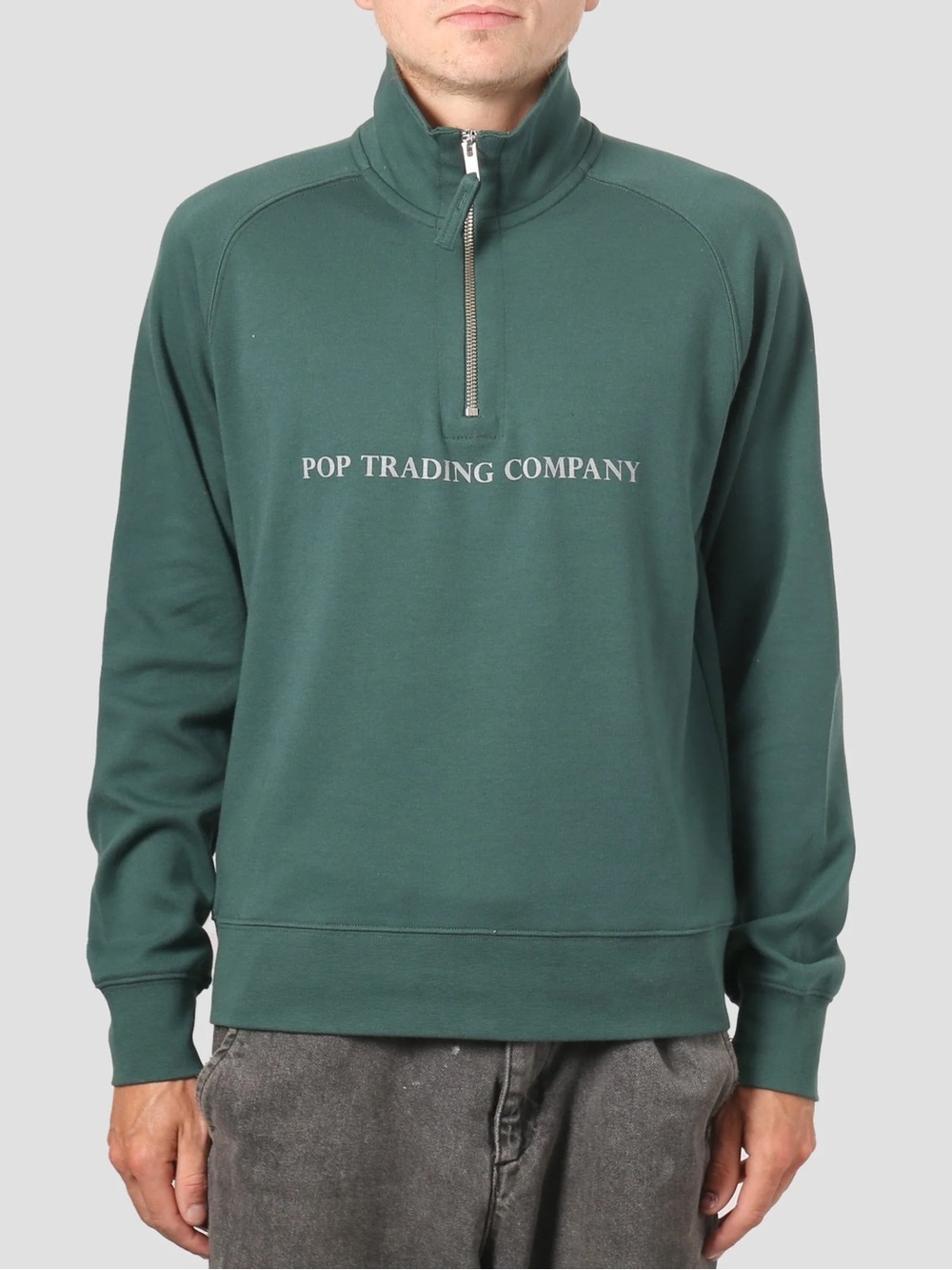 Pop Trading Company green half zip